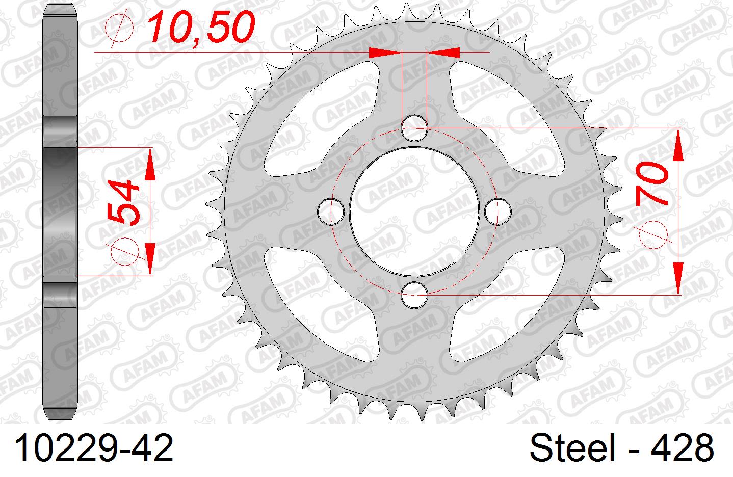 Corona AFAM 10229-42 in acciaio passo 428 HONDA CBR 125 R 2004  -2006  