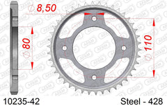 Corona AFAM 10235-42 in acciaio passo 428 HONDA CBF 125 M 2009  -2016  