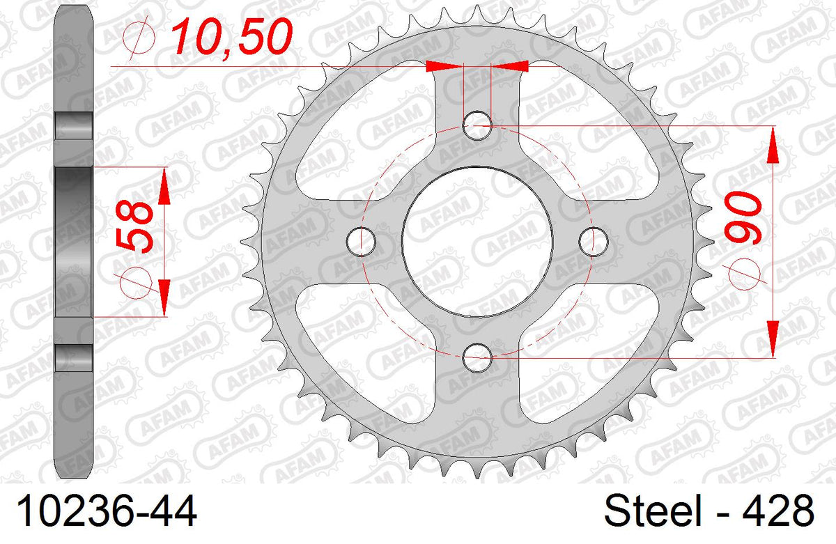 Corona AFAM 10236-44 in acciaio passo 428 HONDA CBR 125 R 2012  -2016  