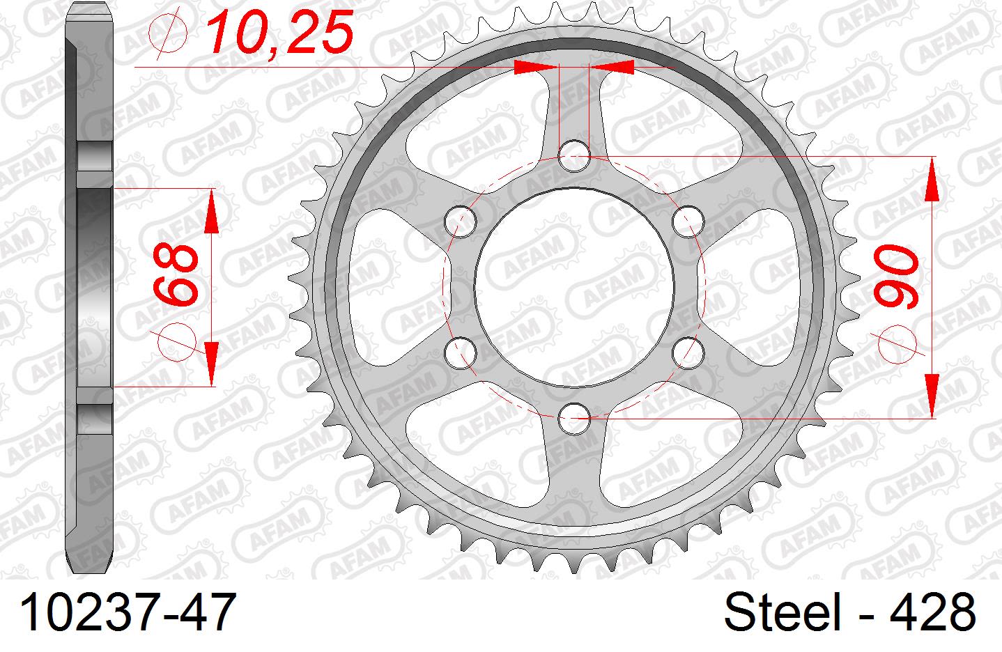 Corona AFAM 10237-47 in acciaio passo 428 HONDA CB 125 R (CBF 125 N  NAJ) 2018  -2020  