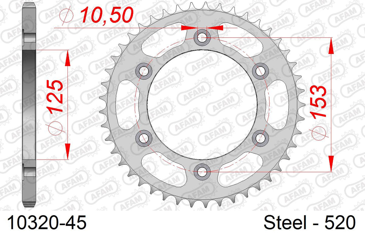 Corona AFAM 10320-45 in acciaio passo 520 HONDA XR 650 L 1993  -2019  