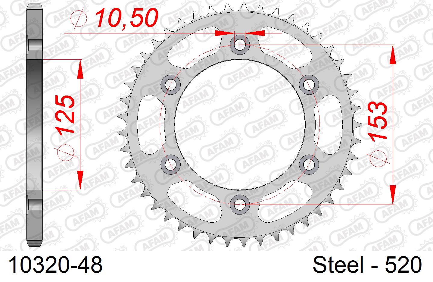 Corona AFAM 10320-48 in acciaio passo 520 HONDA XR 250 R 1990  -1995  