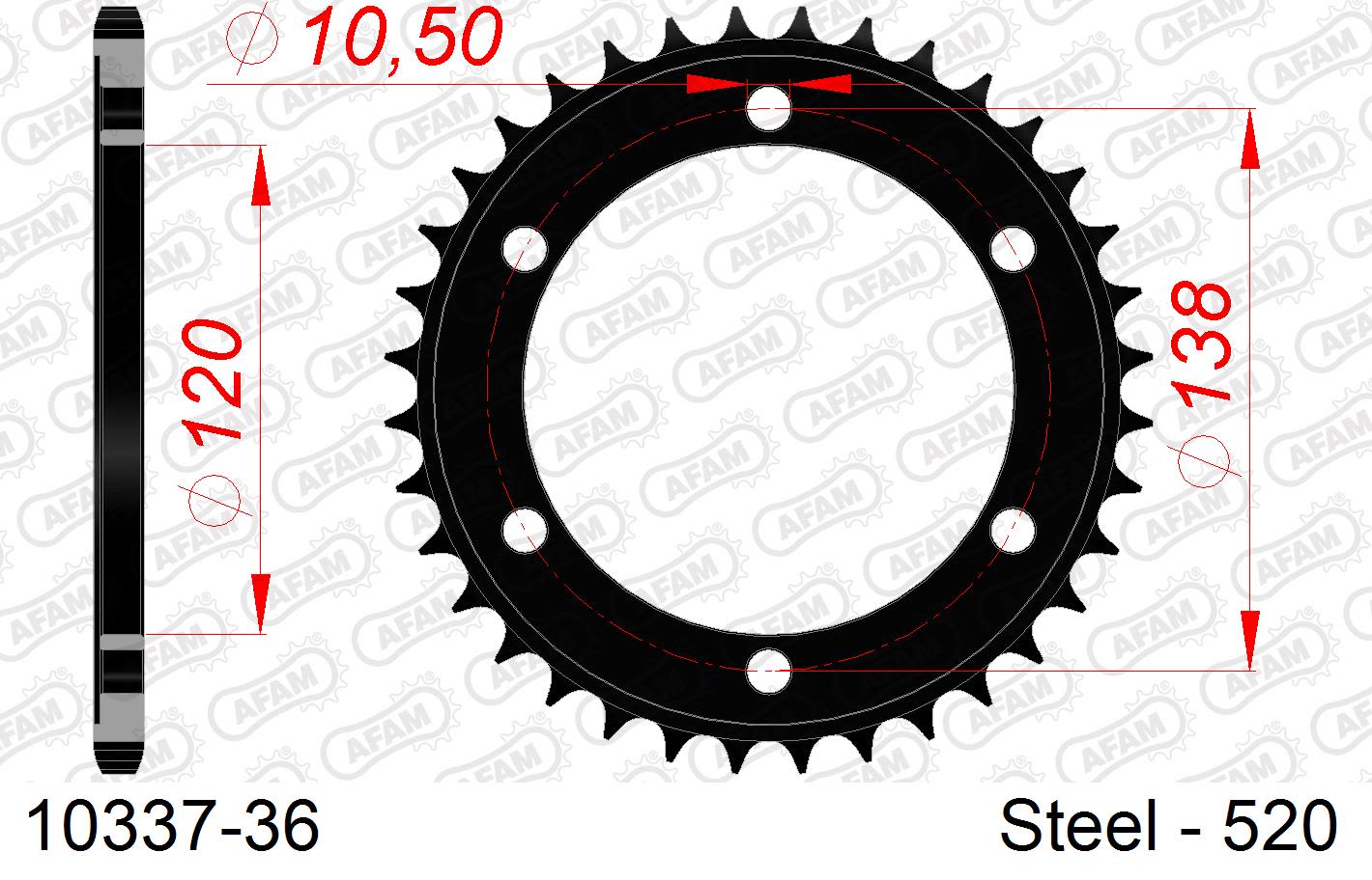 Corona AFAM 10337-36 in acciaio passo 520 HONDA CB 300 FA ABS 2015  -2019  