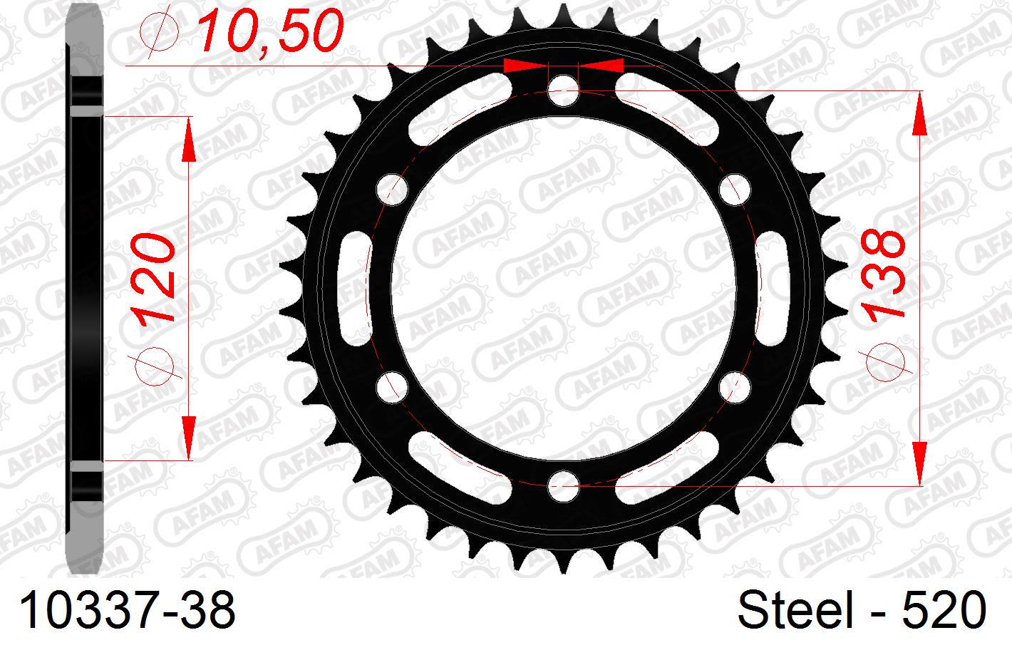 Corona AFAM 10337-38 in acciaio passo 520 HONDA CBR 250 R 2011  -2013  