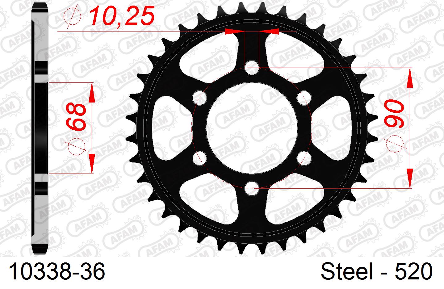 Corona AFAM 10338-36 in acciaio passo 520 HONDA CB 300 R NEO 2018  -2023  