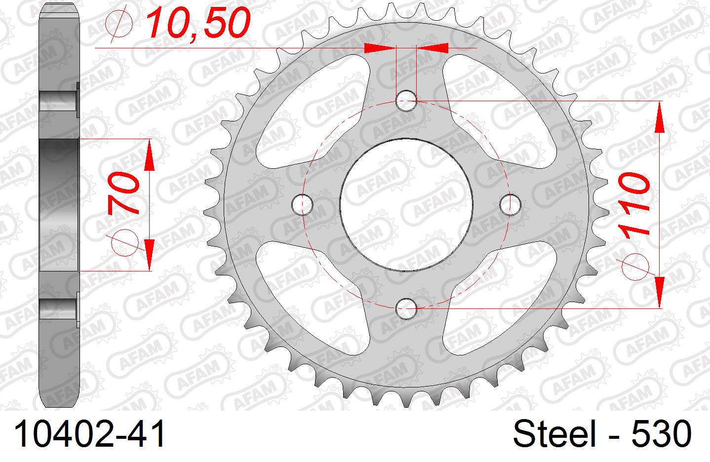 Corona AFAM 10402-41 in acciaio passo 530 HONDA CB 250 1978