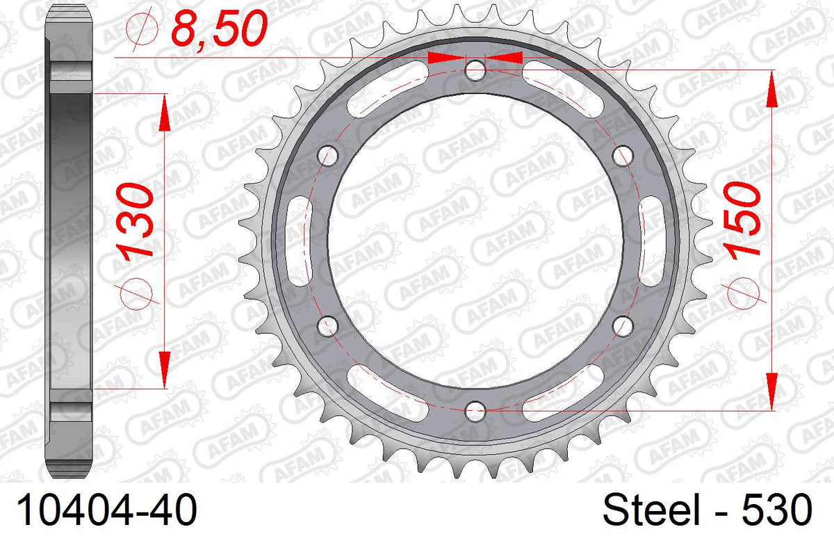 Corona AFAM 10404-40 in acciaio passo 530 HONDA NS 400 R 1985  -1989  