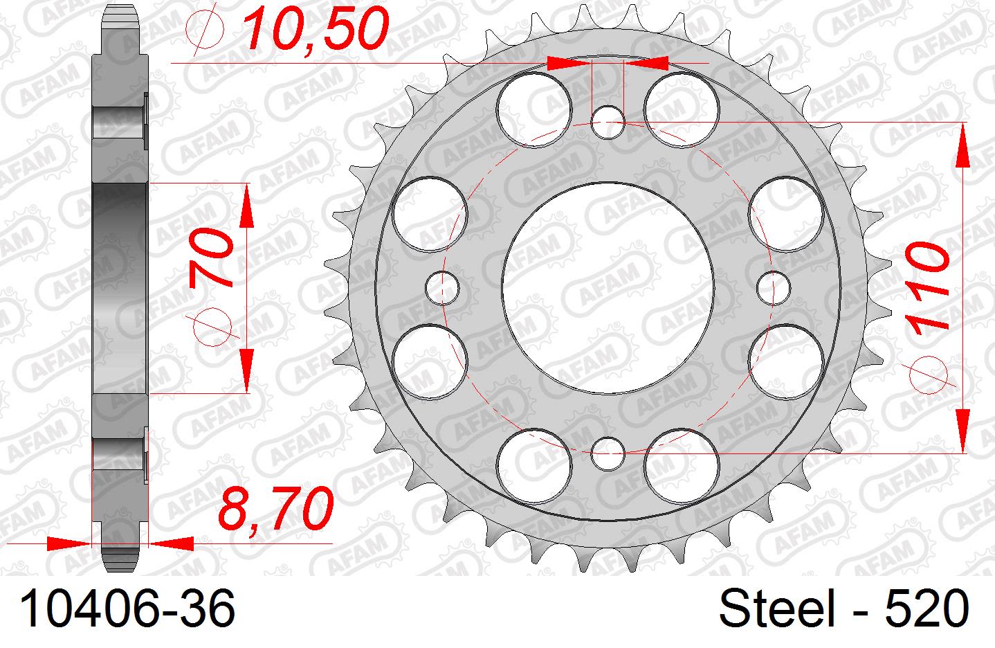 Corona AFAM 10406-36 in acciaio passo 520 HONDA CB 400 N 1981  -1983  