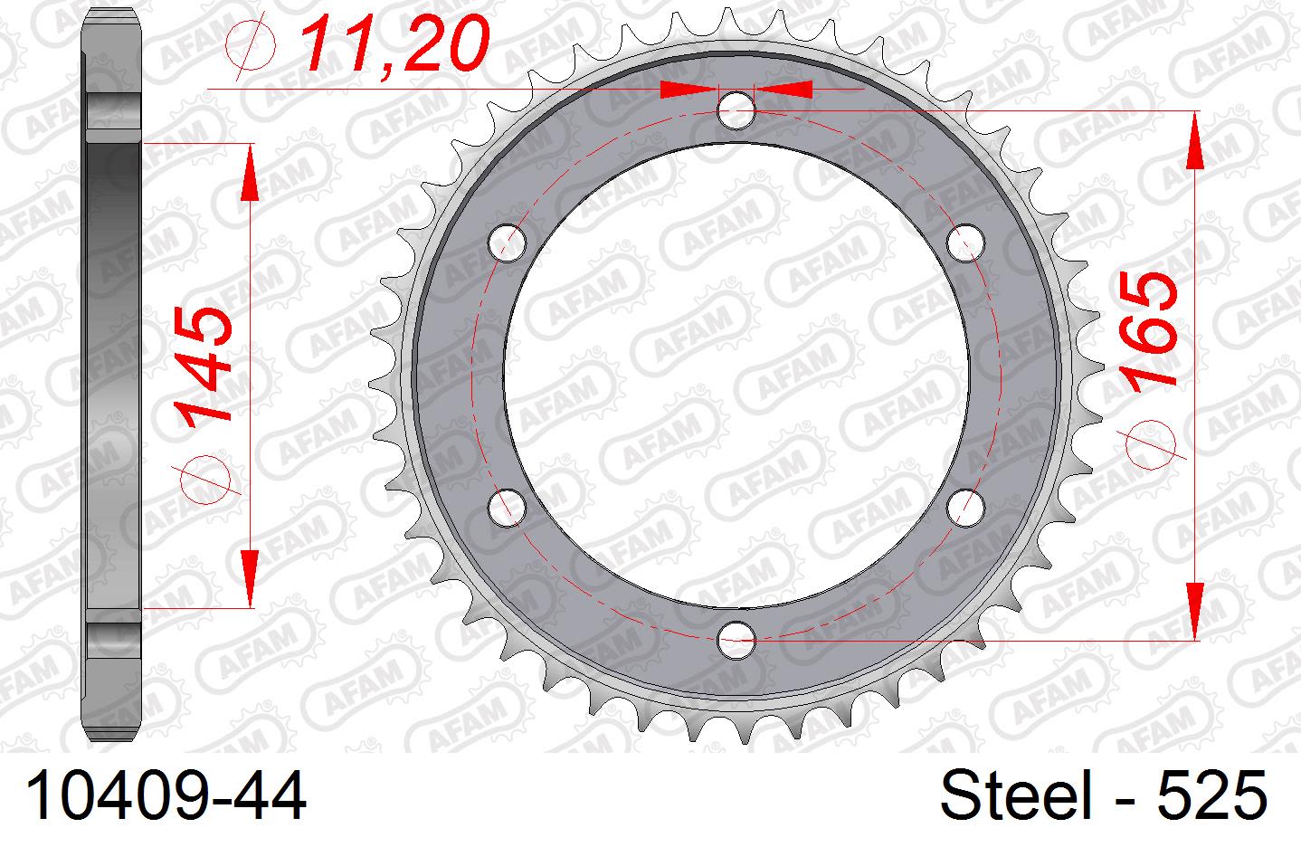 Corona AFAM 10409-44 in acciaio passo 525 HONDA NT 650 GT HAWK 1988  -1991  