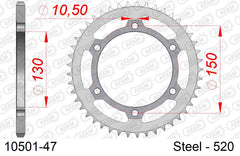 Corona AFAM 10501-47 in acciaio passo 520 HONDA NX 650 DOMINATOR 1991  -1995  