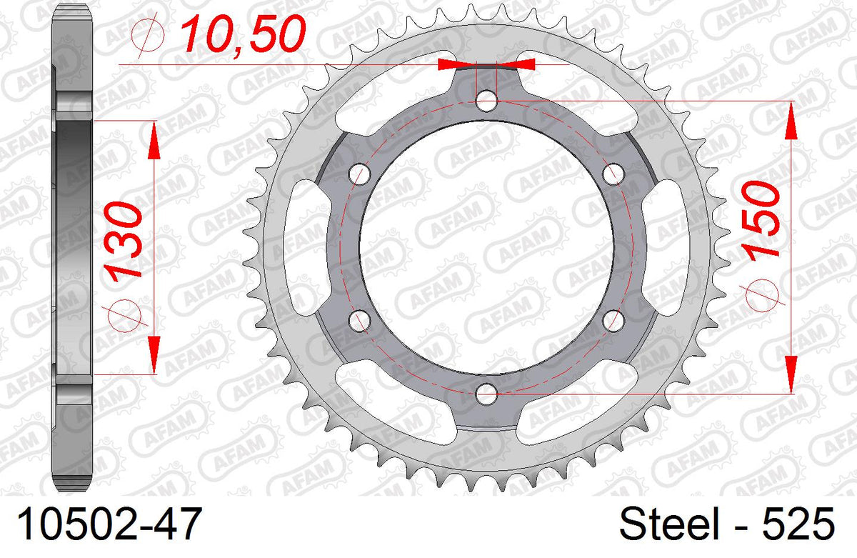 Corona AFAM 10502-47 in acciaio passo 525 HONDA XL 600 V TRANSALP 1987  -2000  