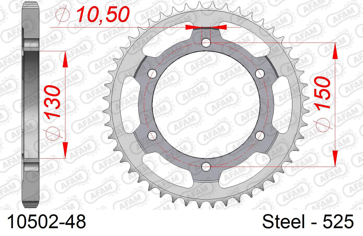 Corona AFAM 10502-48 in acciaio passo 525 HONDA XL 650 V TRANSALP 2000  -2007  