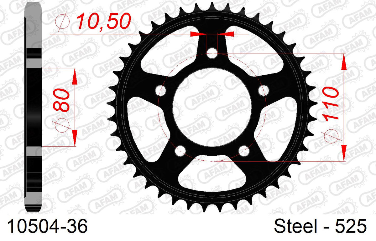 Corona AFAM 10504-36 in acciaio passo 525 HONDA CB 450 DX 1989  -1992  