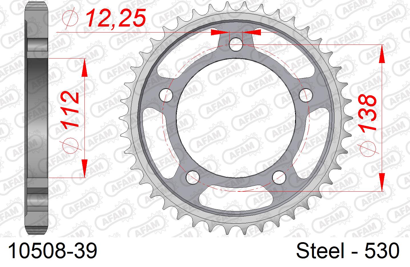 Corona AFAM 10508-39 in acciaio passo 530 HONDA CB 1100 A ABS 2013