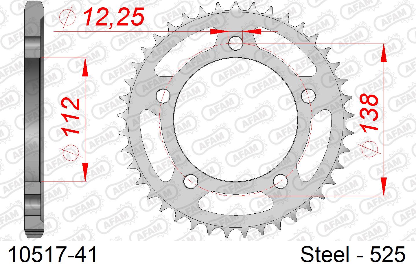 Corona AFAM 10517-41 in acciaio passo 525 HONDA CBF 500 2004  -2007  