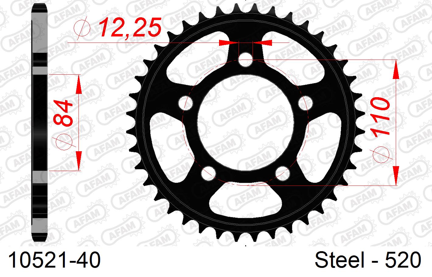 Corona AFAM 10521-40 in acciaio passo 520 HONDA CMX 500 A 2017  -2022  