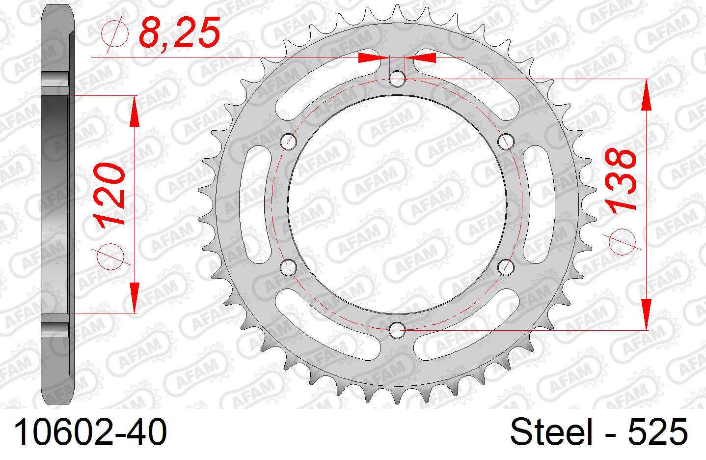 Corona AFAM 10602-40 in acciaio passo 525 HONDA VFR 400 R 1989  -1992  