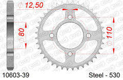 Corona AFAM 10603-39 in acciaio passo 530 HONDA CB 650 C CUSTOM 1980  -1981  