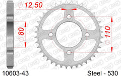 Corona AFAM 10603-43 in acciaio passo 530 HONDA CB 750 C CUSTOM 1980