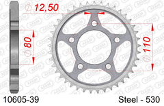 Corona AFAM 10605-39 in acciaio passo 530 HONDA CB 1100 R 1982