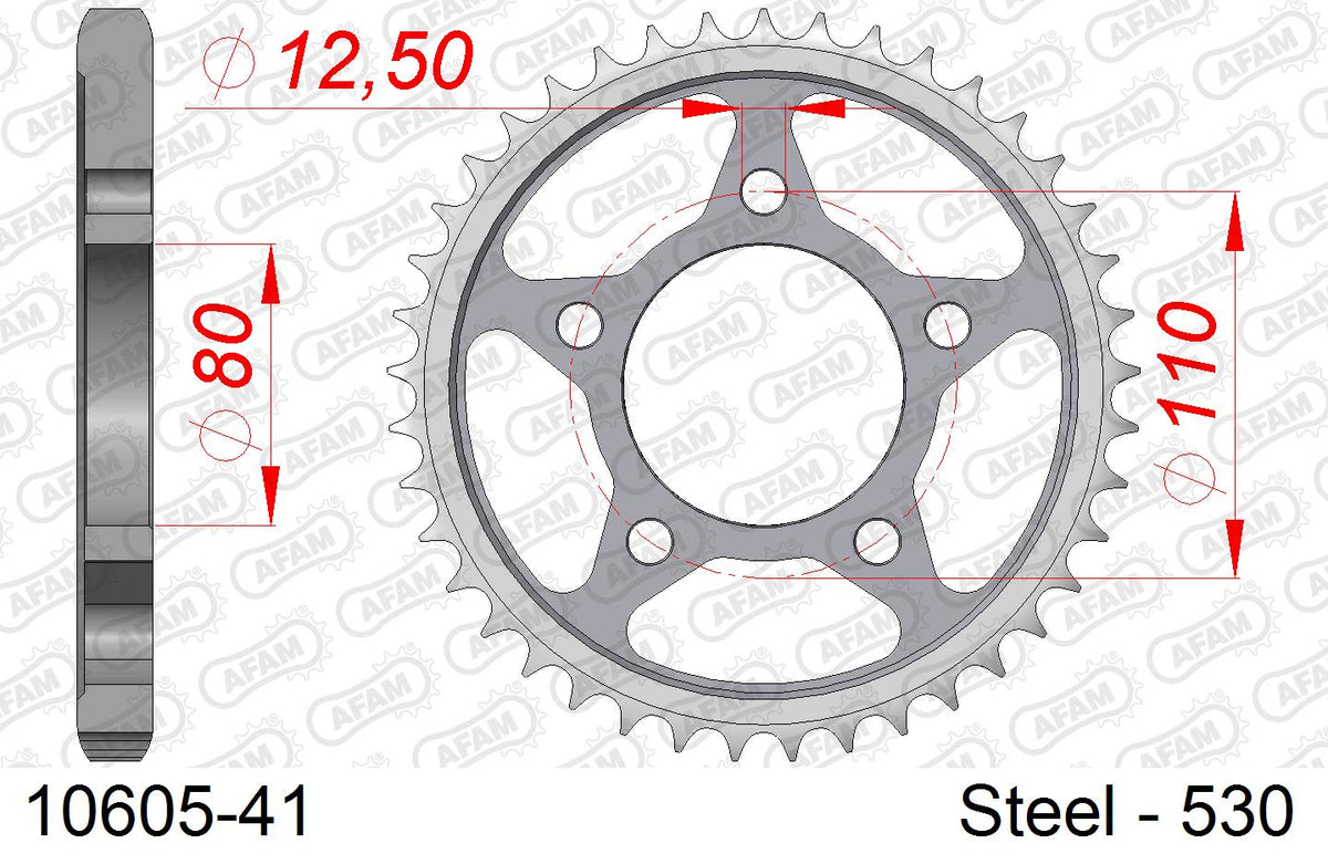 Corona AFAM 10605-41 in acciaio passo 530 HONDA CBR 1000 F 1996  -1999  