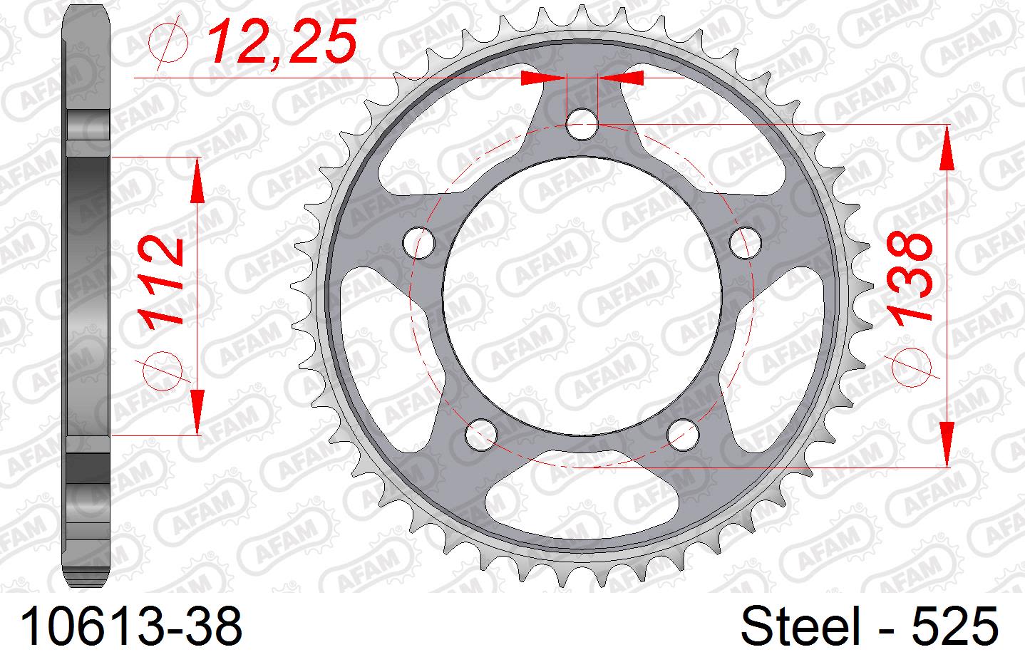 Corona AFAM 10613-38 in acciaio passo 525 HONDA VT 750 S 2011