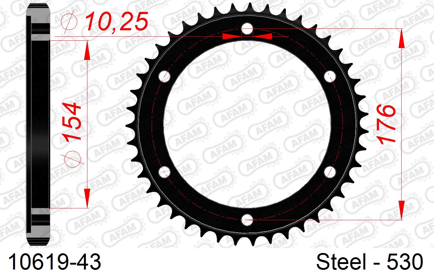 Corona AFAM 10619-43 in acciaio passo 530 HONDA VFR 800 2002  -2005  