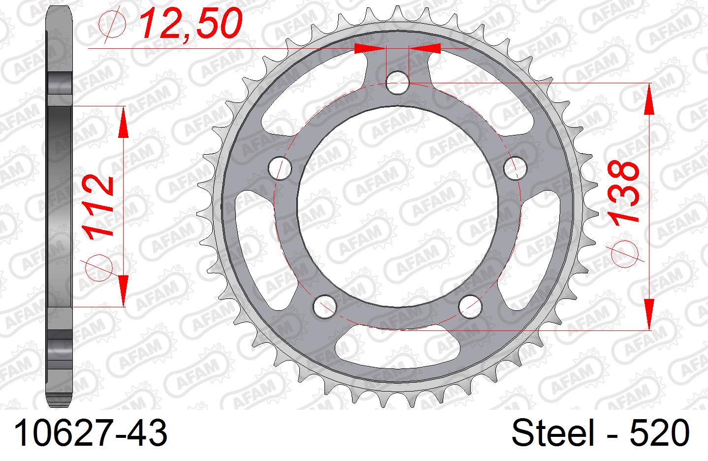 Corona AFAM 10627-43 in acciaio passo 520 HONDA NC 700 S 2012  -2013  