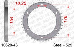 Corona AFAM 10628-43 in acciaio passo 525 HONDA VFR 800 FA ABS 2014  -2019  