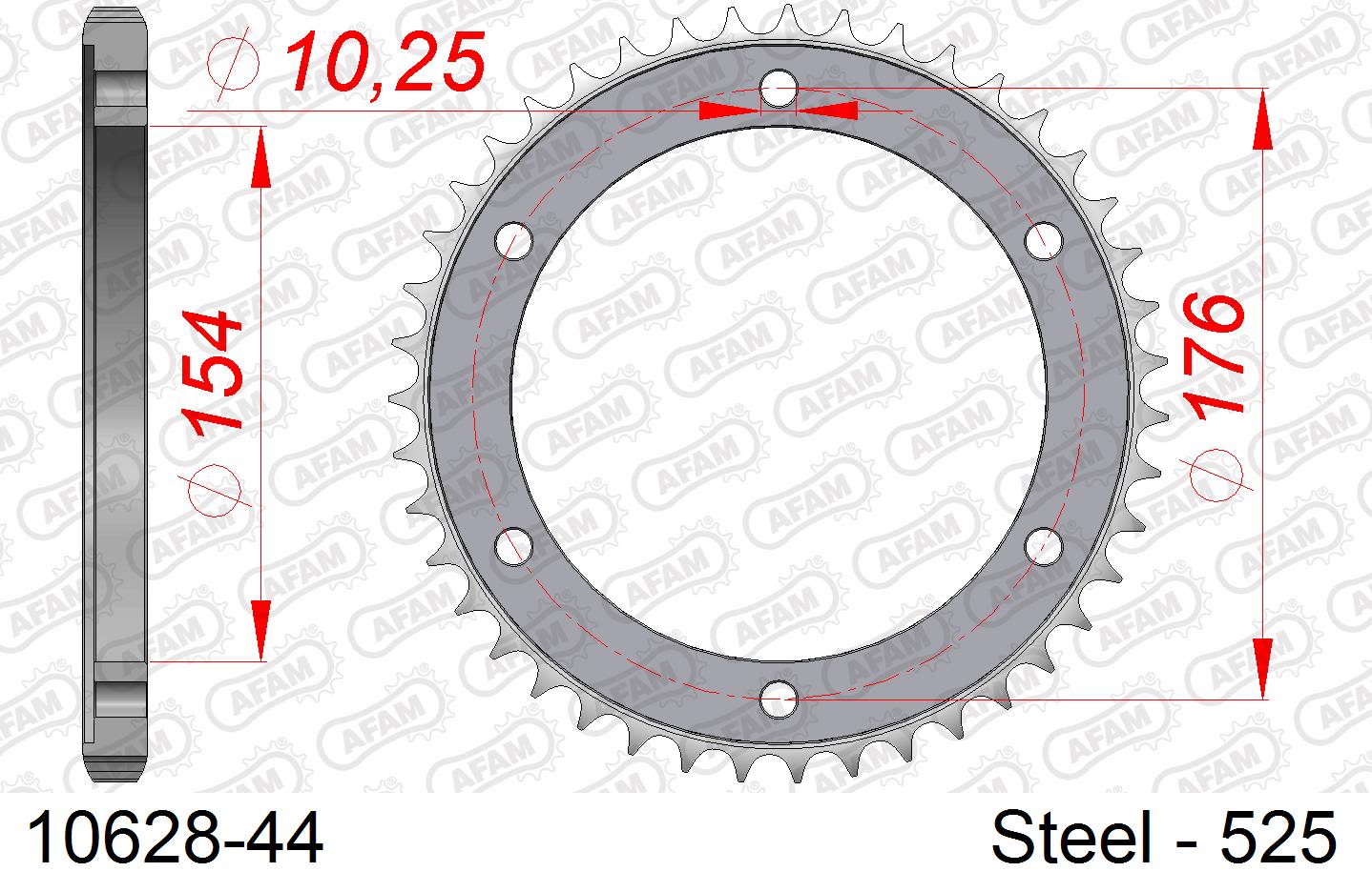 Corona AFAM 10628-44 in acciaio passo 525 HONDA CB 1000 R 2018  -2023  