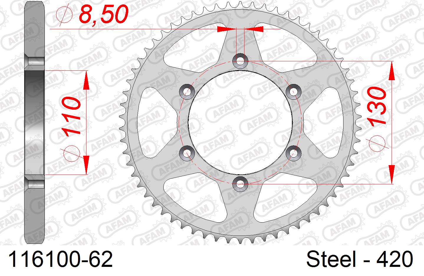 Corona AFAM 116100-62 in acciaio passo 420 CPI SM 50 2011  -2012  