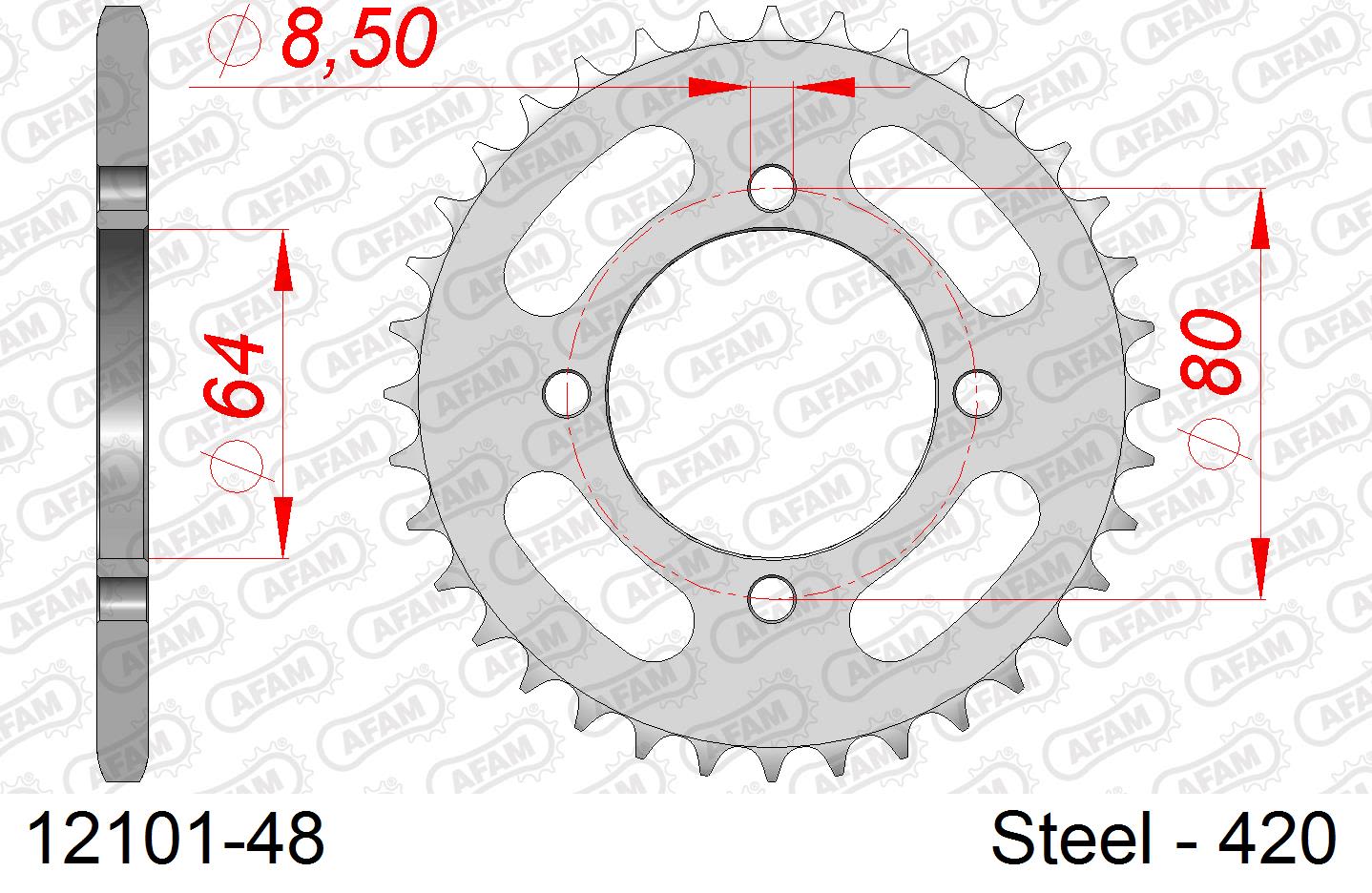 Corona AFAM 12101-48 in acciaio passo 420 YAMAHA RD 50 M 1979  -1980  