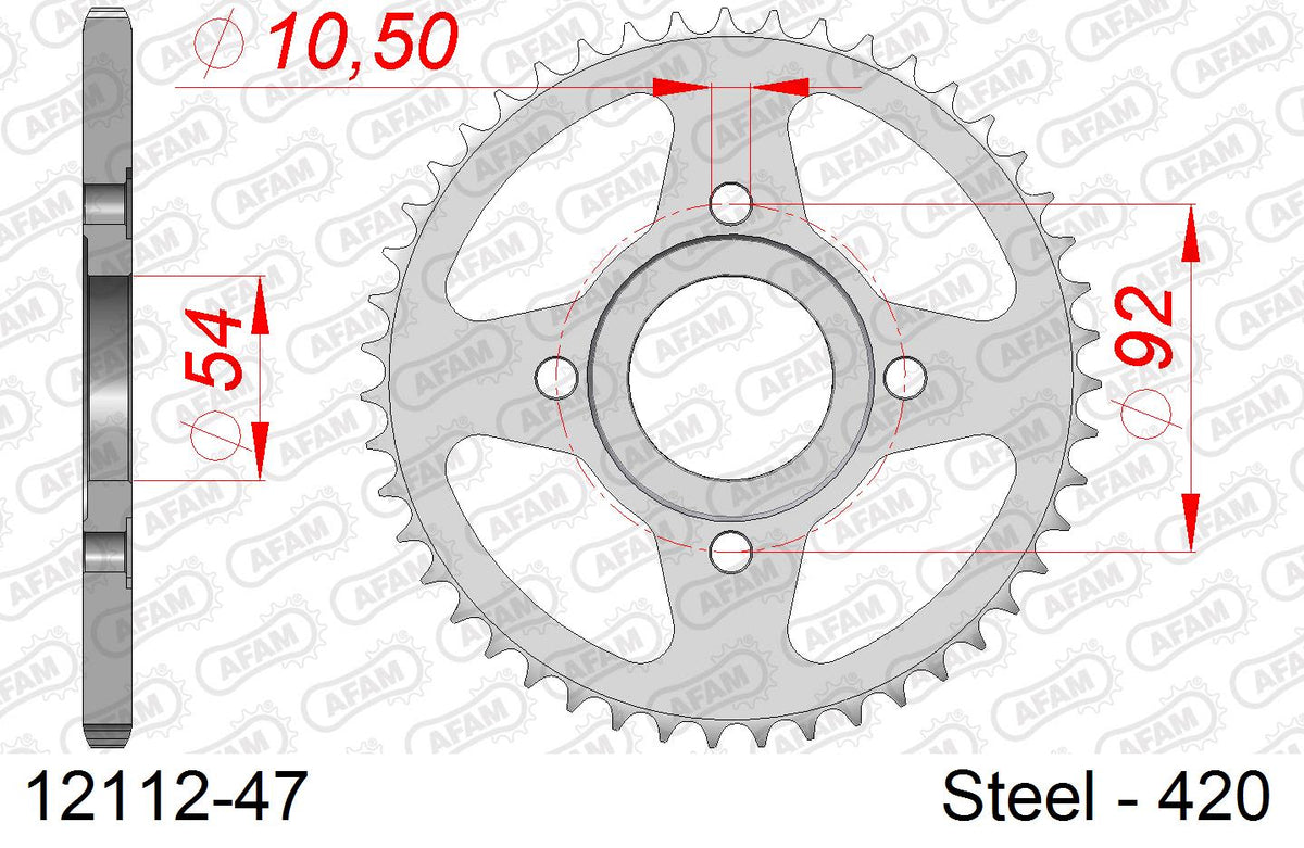 Corona AFAM 12112-47 in acciaio passo 420 MBK TZR 50 X-POWER 1998  -1999  