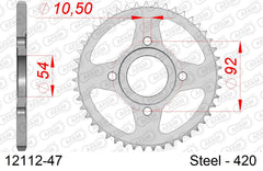 Corona AFAM 12112-47 in acciaio passo 420 MBK TZR 50 X-POWER 1998  -1999  