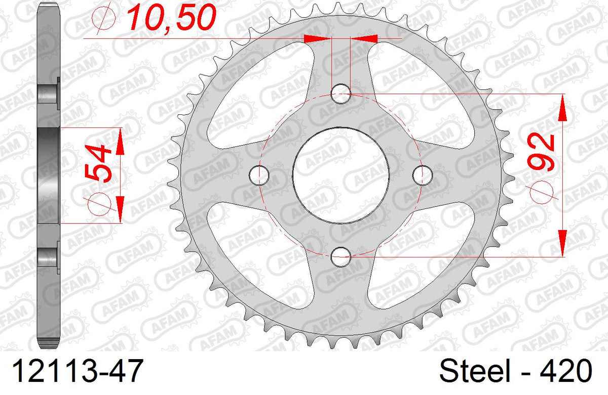 Corona AFAM 12113-47 in acciaio passo 420 MBK TZR 50 X-POWER 2000  -2002  