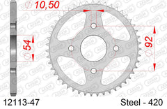 Corona AFAM 12113-47 in acciaio passo 420 MBK TZR 50 X-POWER 2000  -2002  