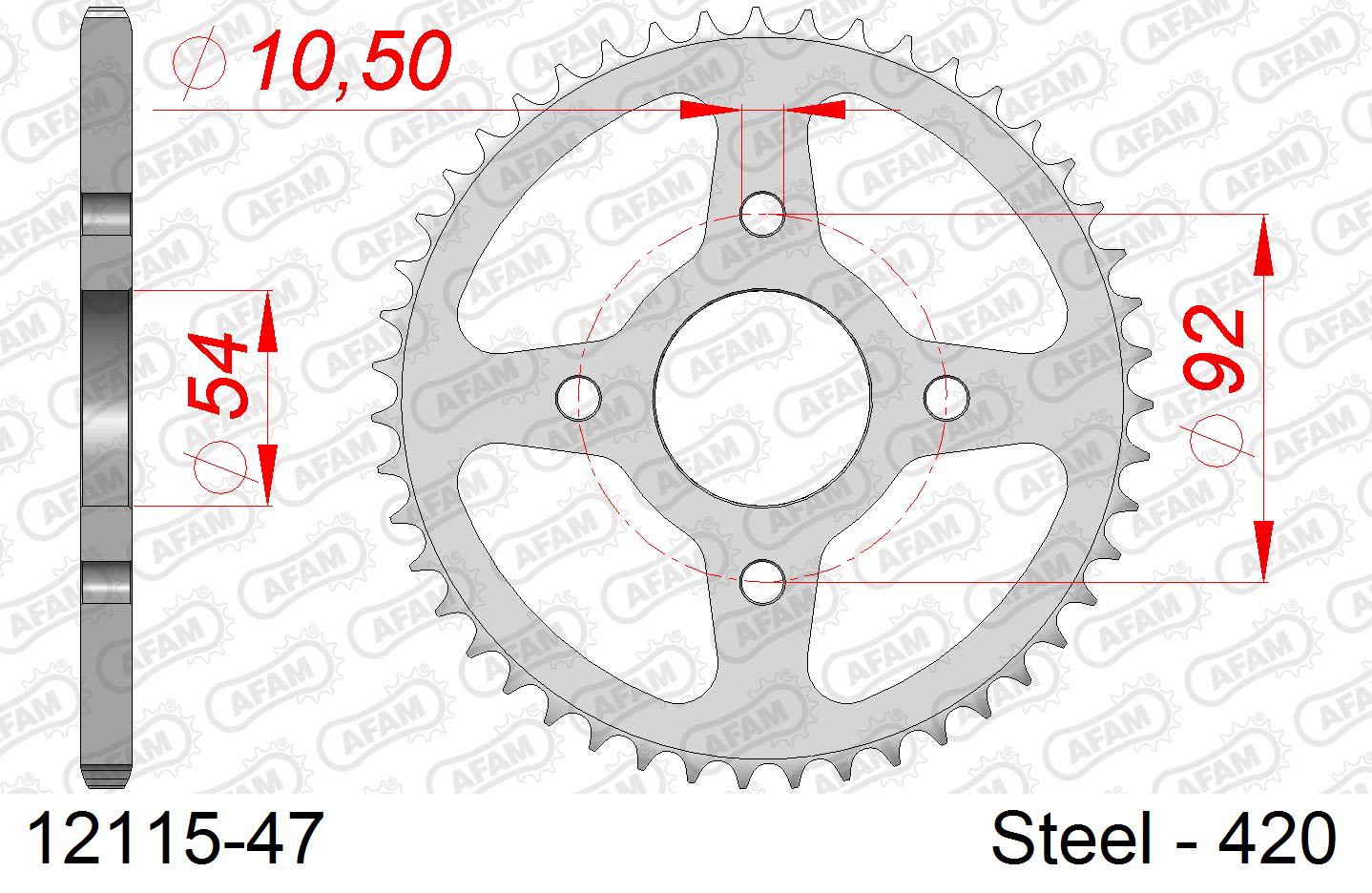 Corona AFAM 12115-47 in acciaio passo 420 MBK TZR 50 X-POWER 2003  -2006  