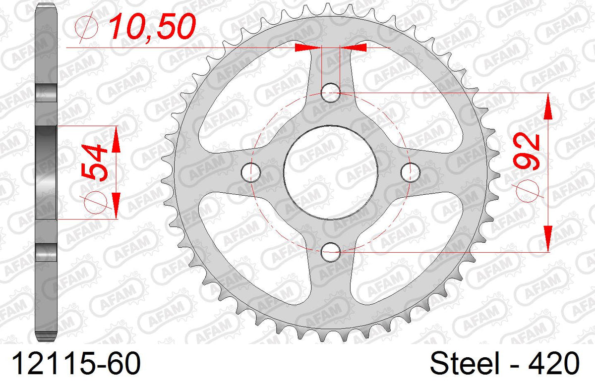 Corona AFAM 12115-60 in acciaio passo 420 MBK TZR 50 X-POWER 2007  -2011  