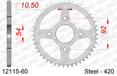 Corona AFAM 12115-60 in acciaio passo 420 MBK TZR 50 X-POWER 2007  -2011  