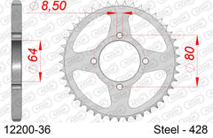 Corona AFAM 12200-36 in acciaio passo 428 YAMAHA RS 125 1975