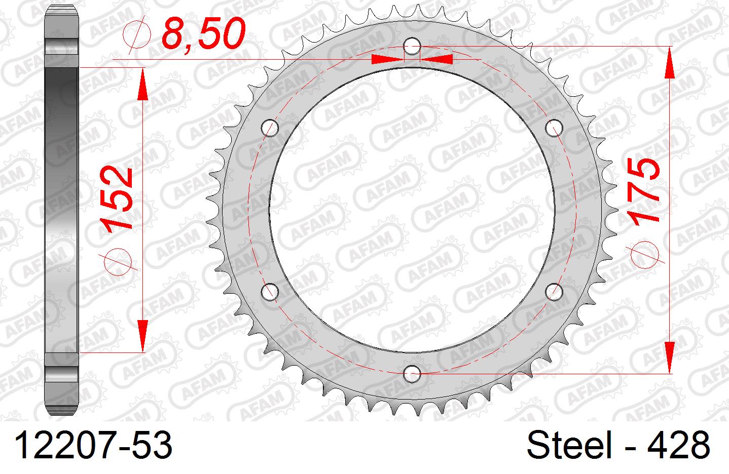 Corona AFAM 12207-53 in acciaio passo 428 YAMAHA TDR 125 1989  -1993  