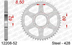 Corona AFAM 12208-52 in acciaio passo 428 YAMAHA XT 350 1985  -1998  