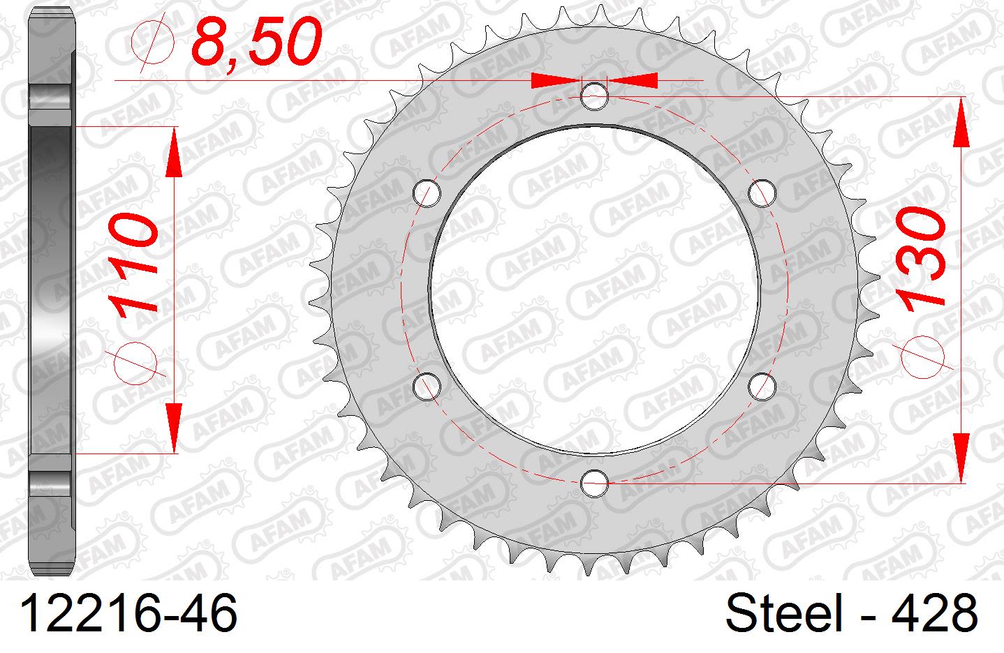 Corona AFAM 12216-46 in acciaio passo 428 YAMAHA TZR 125 1993  -1995  