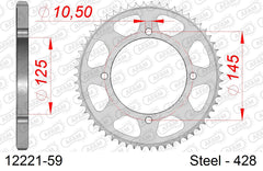 Corona AFAM 12221-59 in acciaio passo 428 YAMAHA XVS 125 DRAGSTAR 2000  -2005  