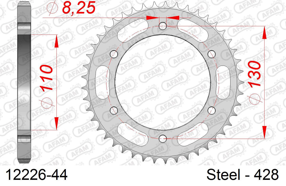 Corona AFAM 12226-44 in acciaio passo 428 YAMAHA YBR 250 2007  -2012  