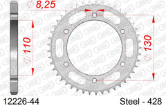 Corona AFAM 12226-44 in acciaio passo 428 YAMAHA YBR 250 2007  -2012  