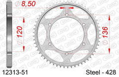 Corona AFAM 12313-51 in acciaio passo 428 YAMAHA TZR 125 RR 1994  -1997  