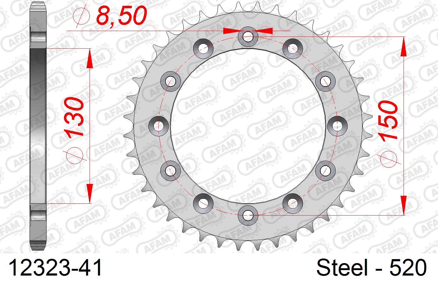 Corona AFAM 12323-41 in acciaio passo 520 HONDA XL 500 R 1982  -1987  