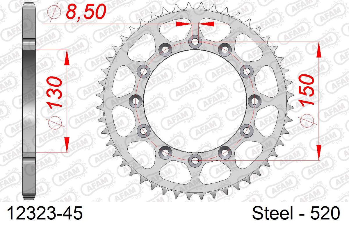 Corona AFAM 12323-45 in acciaio passo 520 HONDA XR 250 TORNADO 2001  -2018  