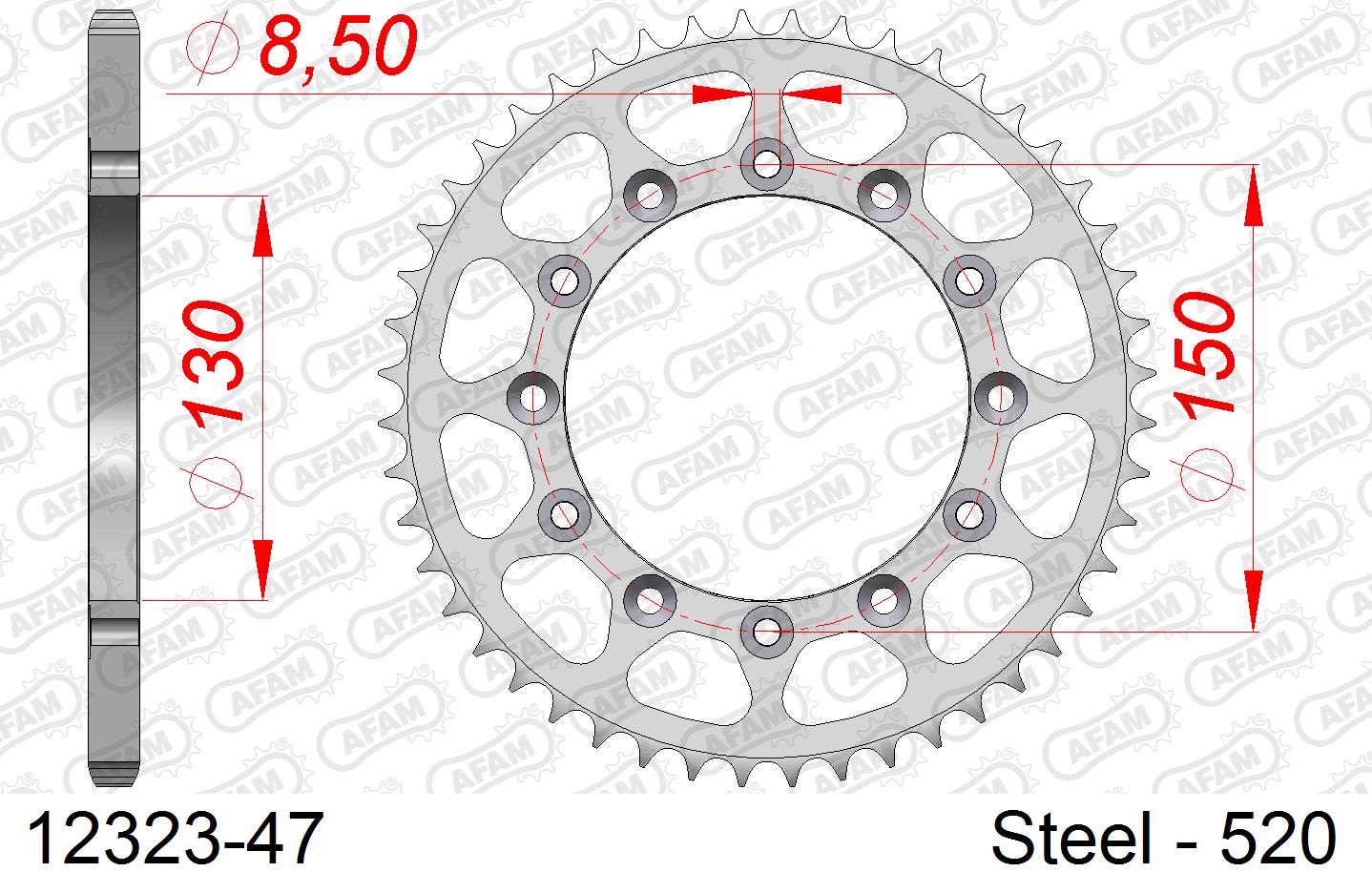 Corona AFAM 12323-47 in acciaio passo 520 HONDA XL 400 R 1982